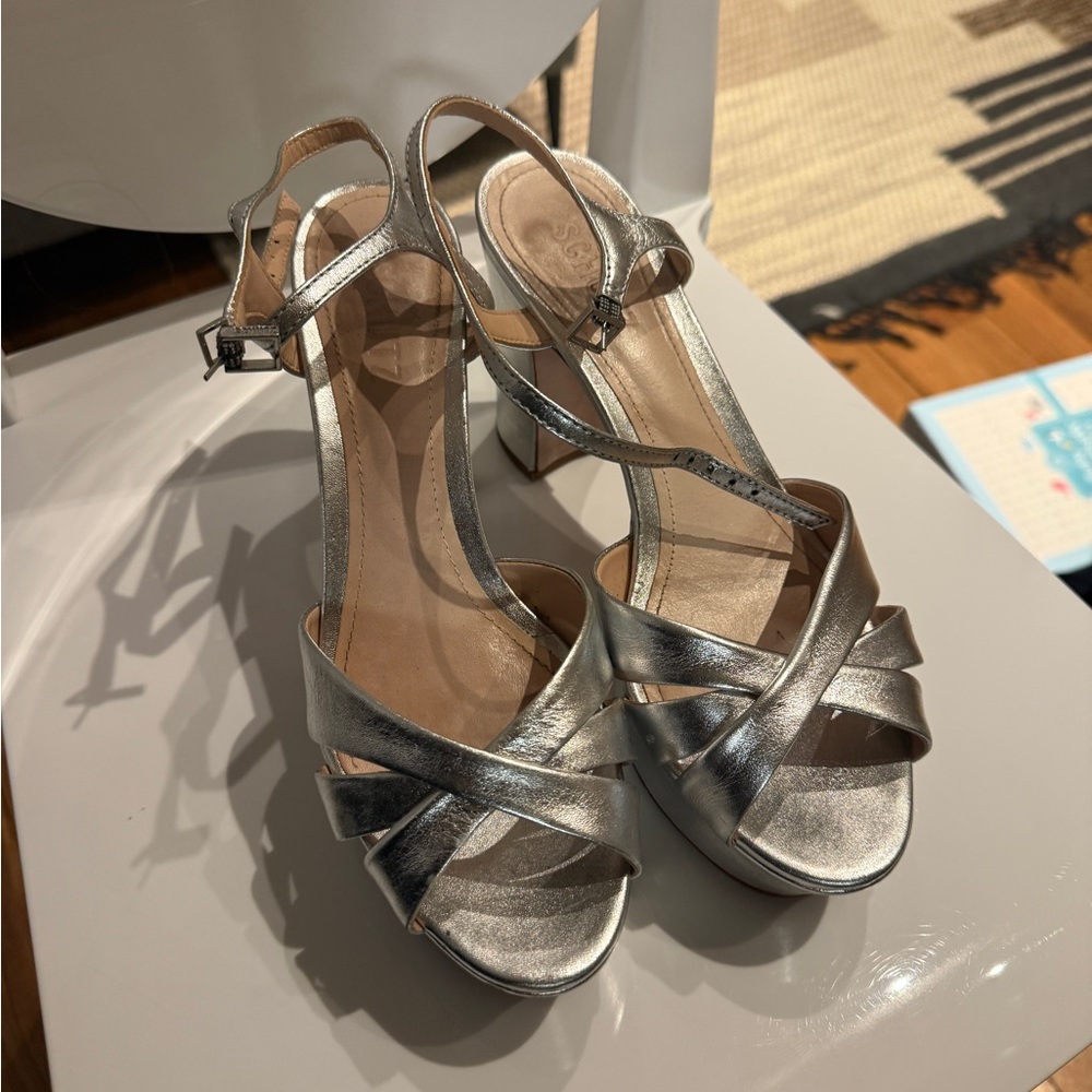 SCHUTZ Silver Strappy Heels